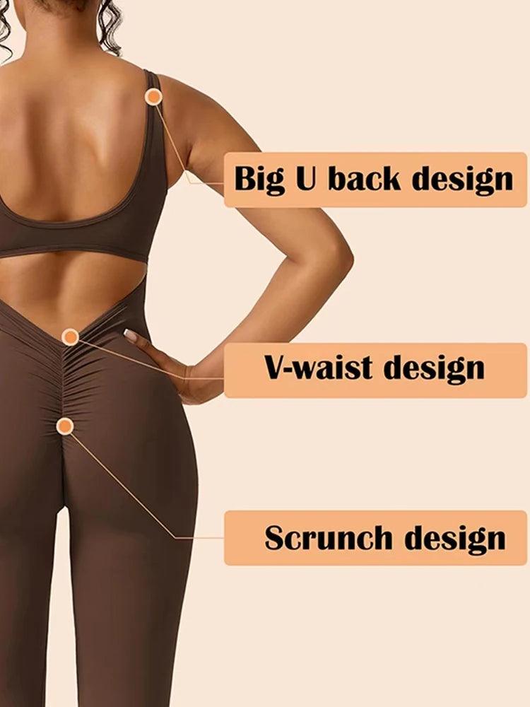 Women's Flared Trousers, Tummy Tuck, Open Back, Full Body, Exercise Yoga Wear Slimming Hip lifting One-Piece Trousers-THAT FASHION STORE