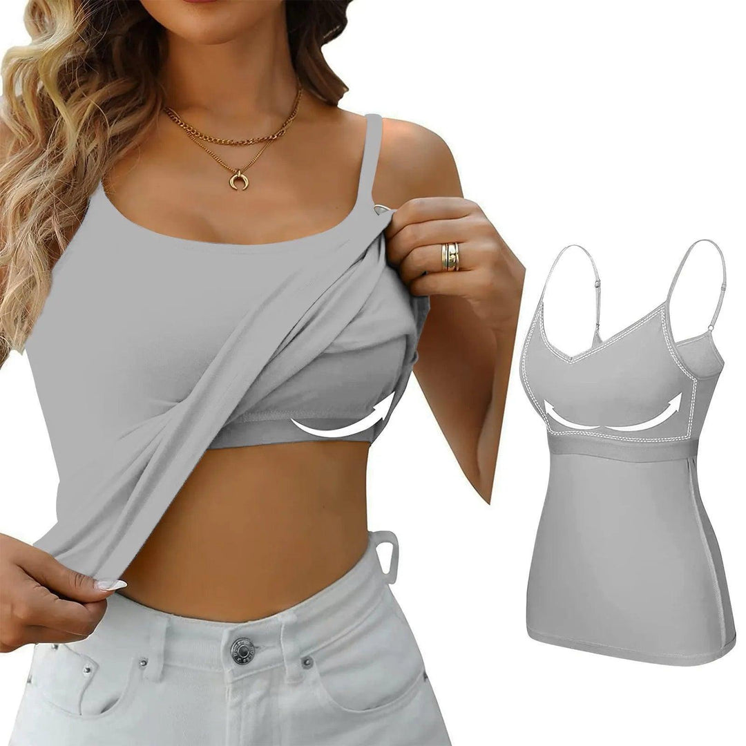 Padded Bra Tank Top Women Modal Spaghetti Solid Cami Top Vest Female Adjustable Camisole With Built In Bra Fitness Clothing-THAT FASHION STORE