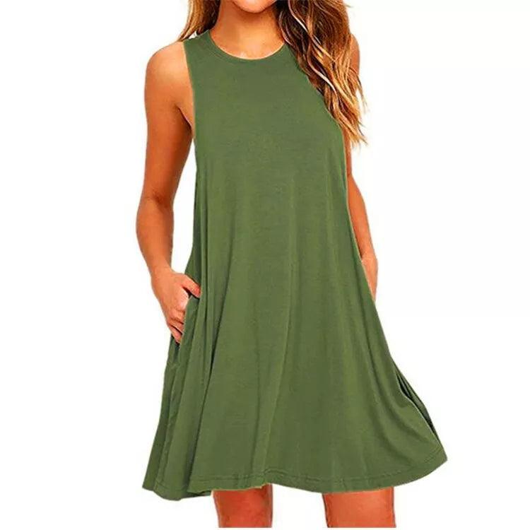 Women's Summer Casual Swing T-Shirt Dresses Beach Cover Up With Pockets Plus Size Loose T-shirt Dress-THAT FASHION STORE