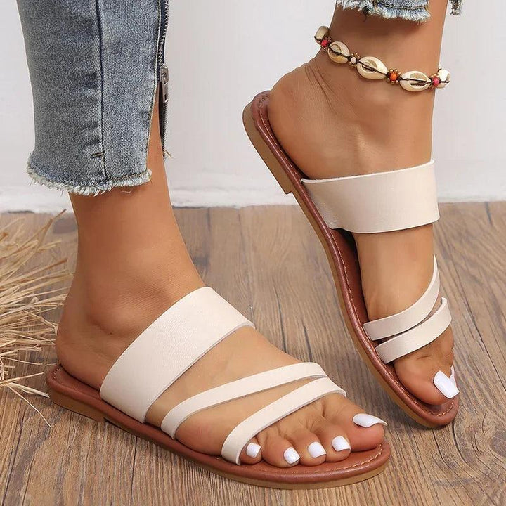 2024 Summer Flat Heel Sandals for Women Casual Plus Size Beach Slippers Woman Pu andal-THAT FASHION STORE