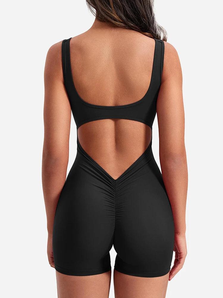 Women's Solid Colour Jumpsuit Tummy, Open Back, Full Body, Exercise Yoga Wear Slim Hip lift One-Piece Trousers-THAT FASHION STORE