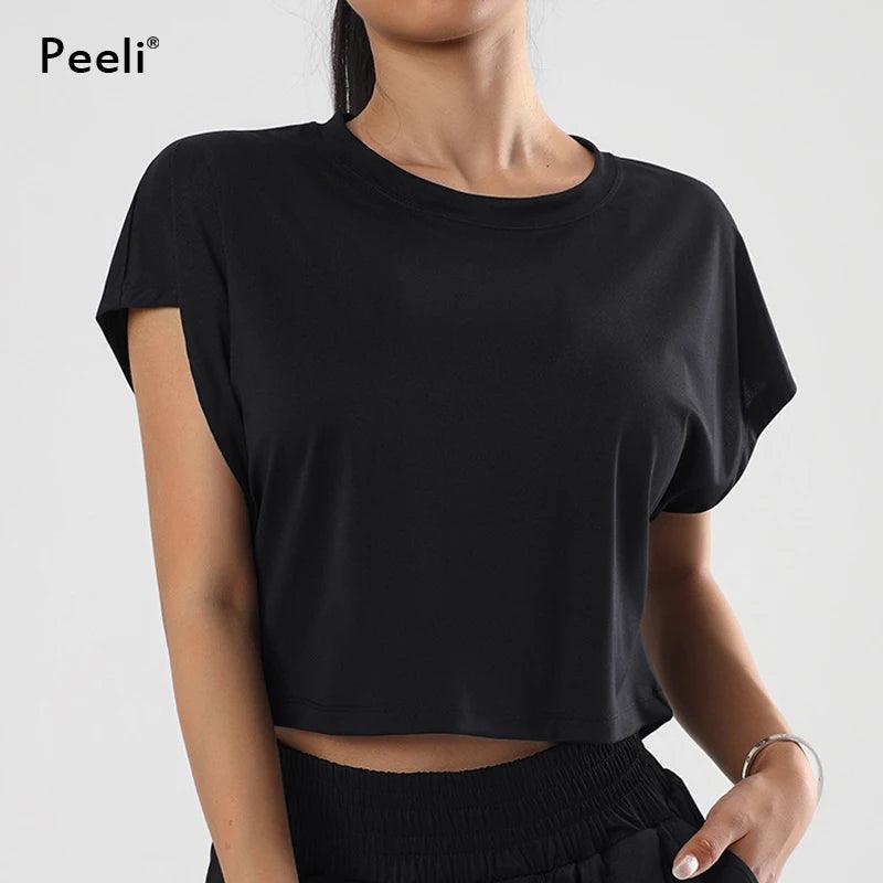 Loose Yoga Top Summer Women Short Sleeve Gym Tops Quick Dry Running Sports Shirt Fitness Woman Athletic Cropped Tops Active Wear-THAT FASHION STORE