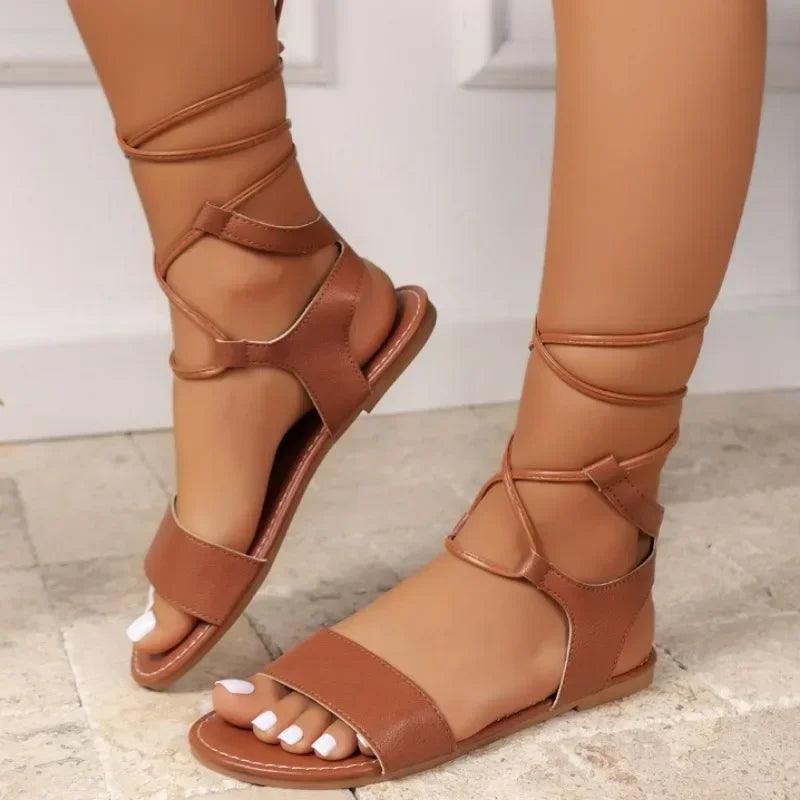 Women's Cross Strap Sandals 2024 Summer New Fashion Flat Open Toe Sandals for Women Gladiator Beach Flip Flops Zapatos Mujer-THAT FASHION STORE