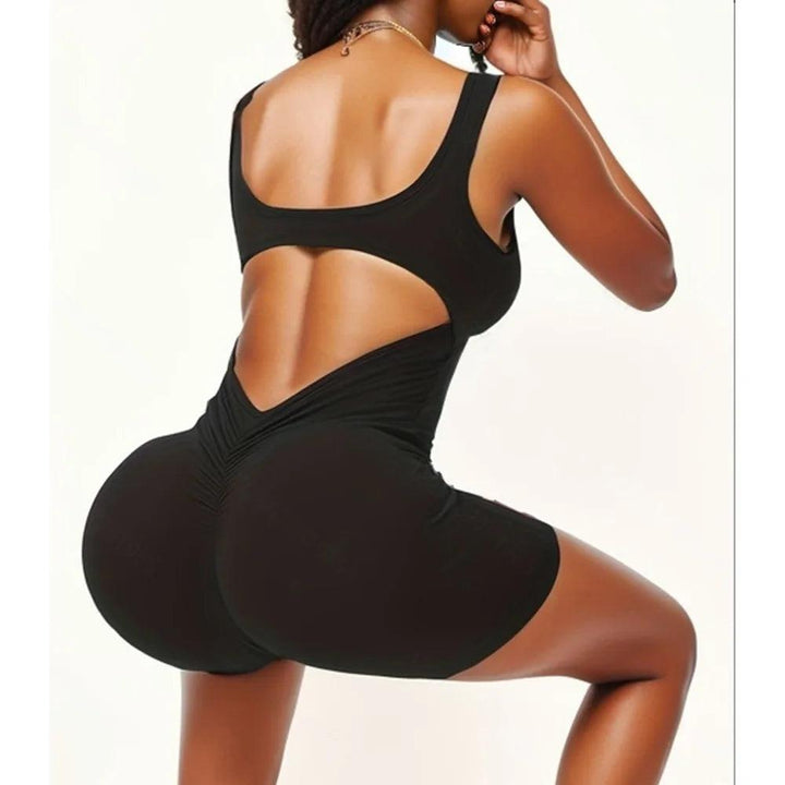 Women Sexy Hollow Out Bodysuit Seamless Square Neck Backless Bodysuit Fitness Yoga Trainning High Elastic Sports Short Bodysuit-THAT FASHION STORE