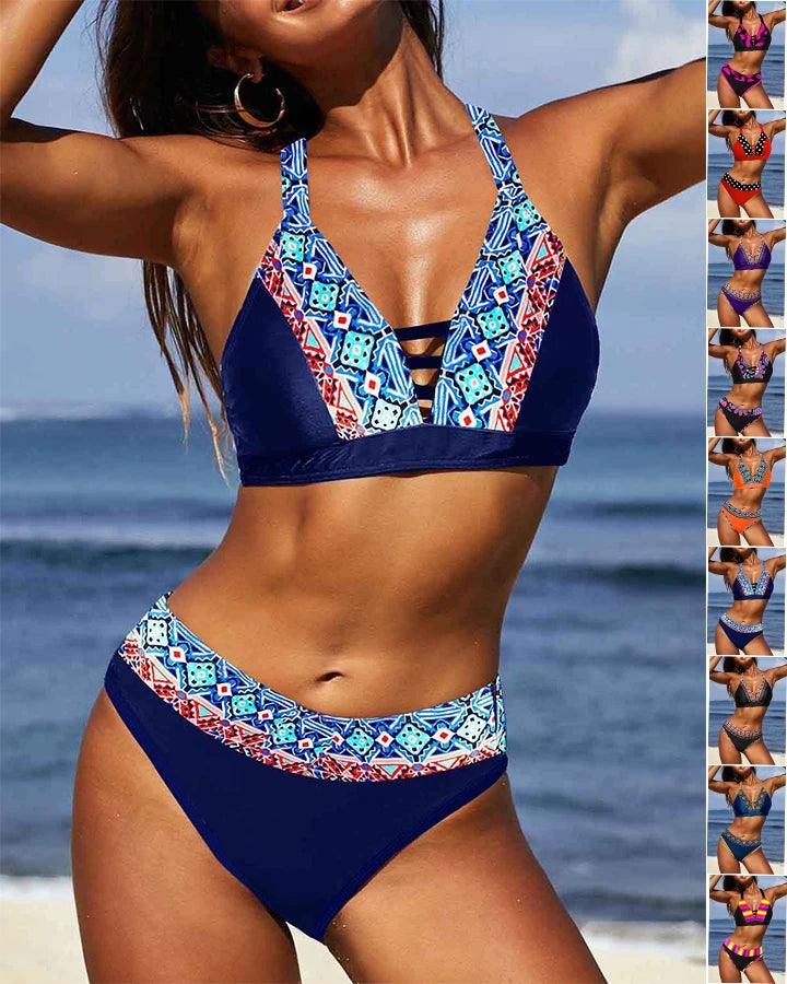 Women's Summer Fashion Sexy Bikini Set Swimsuit Beach Set Two Piece Set Women's Retro Printed Swimsuit S-5XL-THAT FASHION STORE