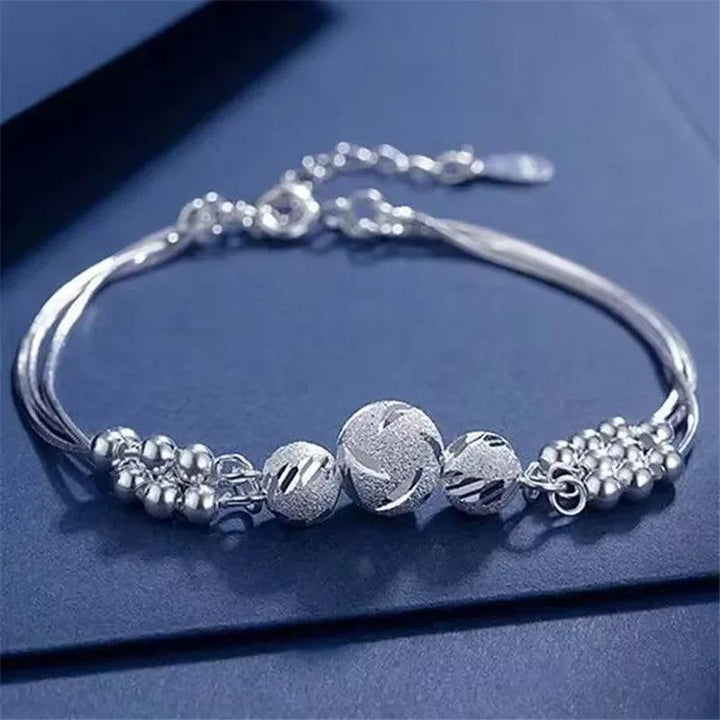 Fine 925 Sterling Silver Lucky Beads Ball Bracelet For Women Luxury Adjustable Bracelet Party Beautiful Jewelery Holiday Gifts-THAT FASHION STORE