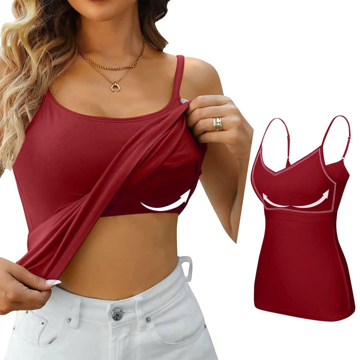 Padded Bra Tank Top Women Modal Spaghetti Solid Cami Top Vest Female Adjustable Camisole With Built In Bra Fitness Clothing-THAT FASHION STORE