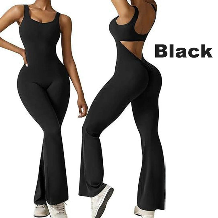 Women's Casual Fashion Halter U-neck Strapless Backless Sports Yoga Clothing Hip Lift One-piece Flared Pants-THAT FASHION STORE