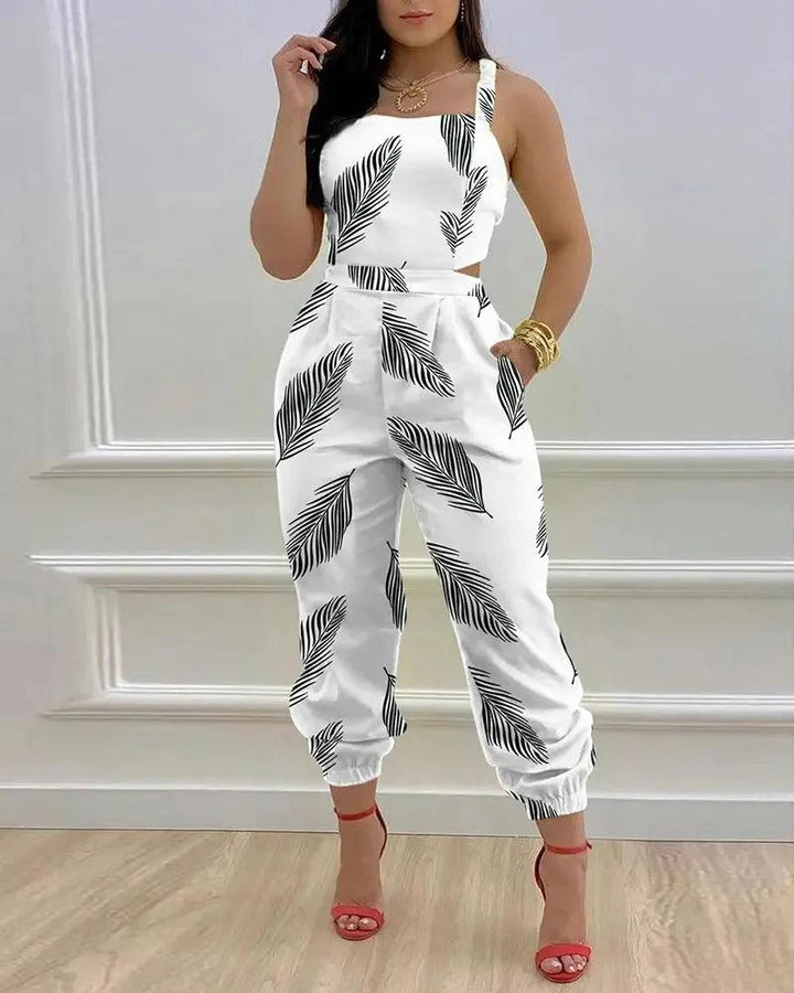 Women's Jumpsuit Elegant Sexy Suspender Printed Jumpsuits Casual Hip Waist Overalls Romper For Women Spring Summer 2023-THAT FASHION STORE