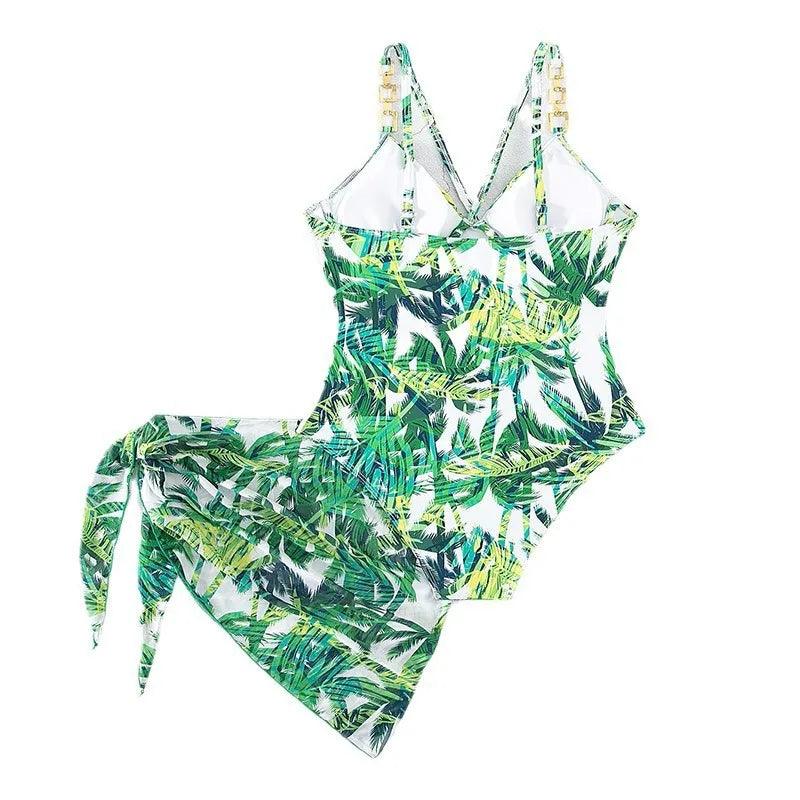 Beach Women Printed Hollow Fashion Swimsuit One Piece Belly Covering and Slim Fitting Mesh Bikini Women-THAT FASHION STORE