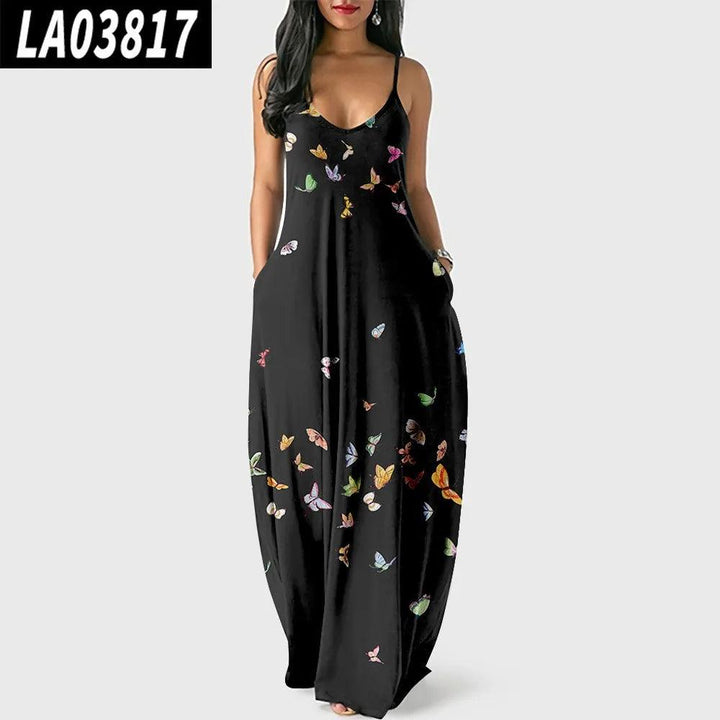 Chic Butterfly Women Maxi Dress Print Long Dresses Fashion Women's Vintage Dress Woman Retro Elegant Girls Club Party Vestidos-THAT FASHION STORE