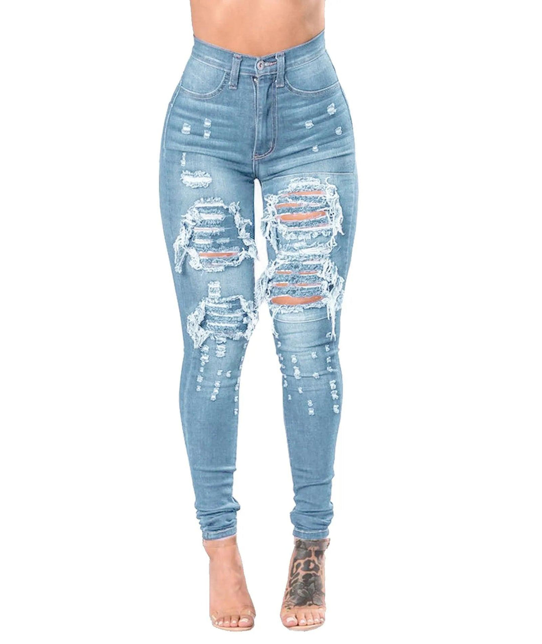 Women's Ripped Jeans Distressed Denim Pants Embroidered Tall Girl Stretch Skinny Hole Boyfriend Colombia Mexico Brazil Style-THAT FASHION STORE