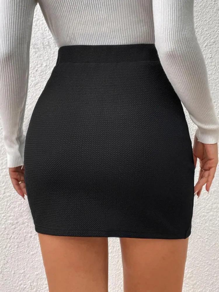 Black Split Mini Skirts Women Summer Sexy Club High Waist Slit Skirt Streetwear Korean Party Fashion Irregular Slim A Line-THAT FASHION STORE