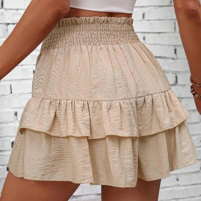 Women High Waist Pleated Skirt Summer Chic Casual Solid Mini Skirt Hang Feeling Versatile Shorts Skirts Fashion Wide Leg Shorts-THAT FASHION STORE