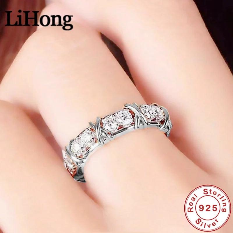 Luxury 925 Sterling Silver Ring Interlaced With Aaa Zircon Crystal Ring For A Woman'S Engagement Jewelry Gift 2 Color Choices-THAT FASHION STORE