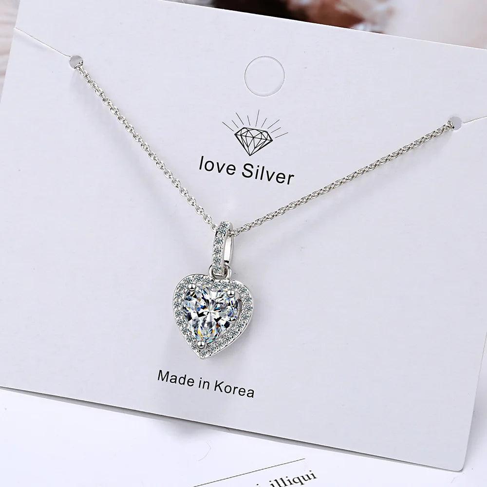 925 Sterling Silver Zircon Heart Pendants Necklaces For Women Luxury Designer Jewelry Gift Female Free Shipping Items GaaBou-THAT FASHION STORE