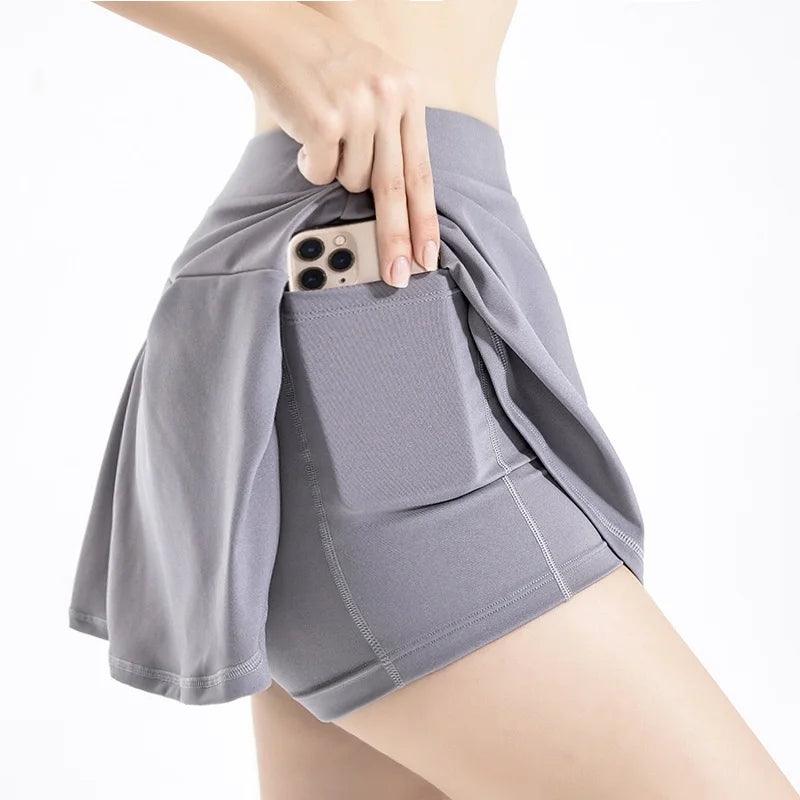 Cloud Hide Pocket Tennis Skirts Women Gym Golf Running Safe Yoga Pantskirt SEXY Sports Fitness Cycling Shorts High Waist Skort-THAT FASHION STORE