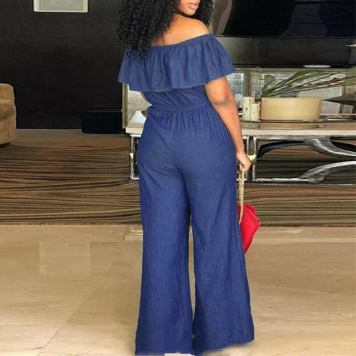 Casual Slash Neck Overalls Women Denim Rompers Jumpsuit Jeans Ladies Autumn 2020 Back Zipper Ruffles Jumpsuits Trousers Pants-THAT FASHION STORE