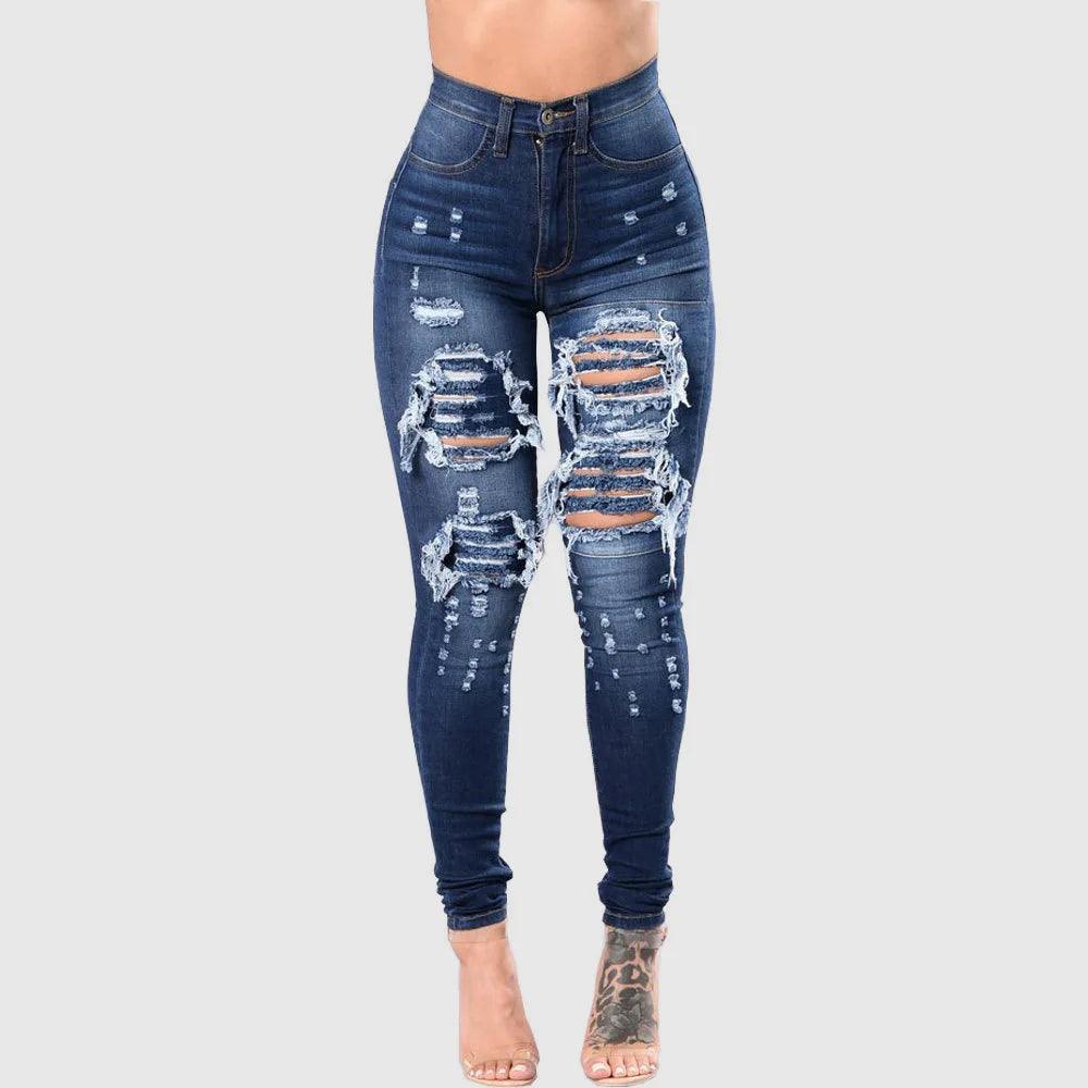 Women's Ripped Jeans Distressed Denim Pants Embroidered Tall Girl Stretch Skinny Hole Boyfriend Colombia Mexico Brazil Style-THAT FASHION STORE