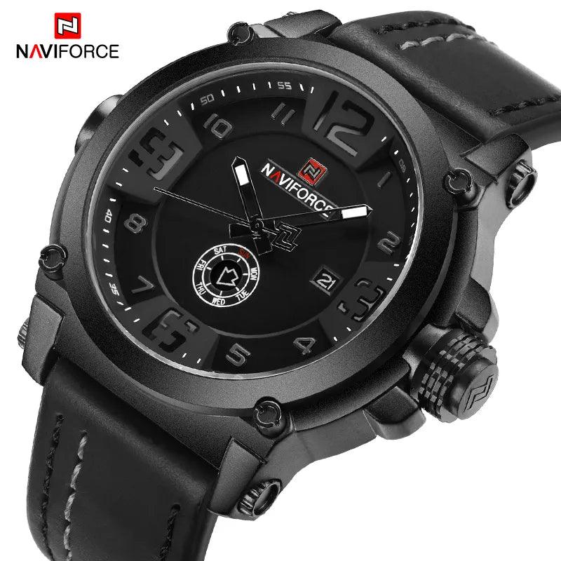 NAVIFORCE Top Luxury Brand Men Sports Military Quartz Watch Man Analog Date Clock Leather Strap Wristwatch Relogio Masculino-THAT FASHION STORE