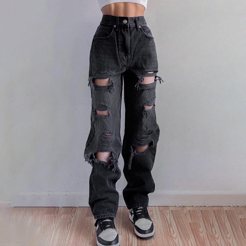 High Quality European And American Women's Ripped Jeans-THAT FASHION STORE