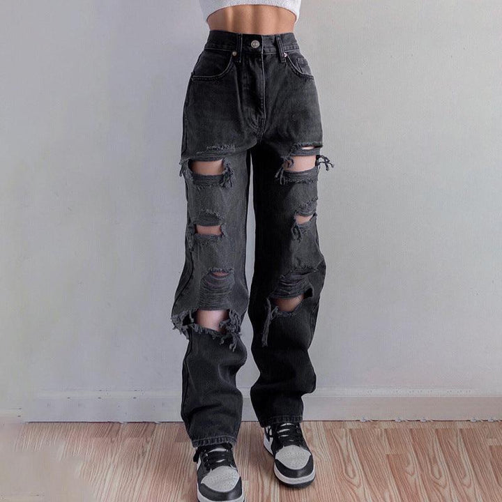 High Quality European And American Women's Ripped Jeans-THAT FASHION STORE