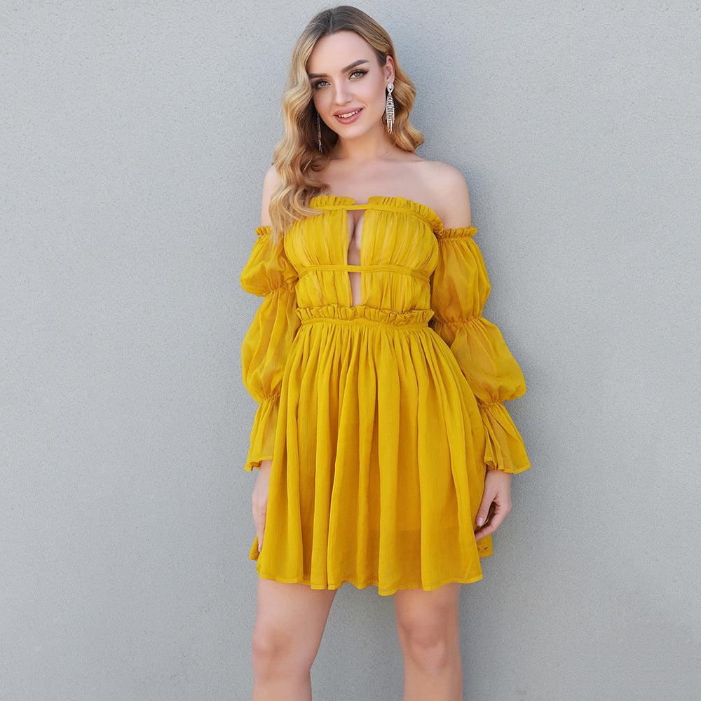 Off-shoulder Tube Top High Waist Dress Women-THAT FASHION STORE