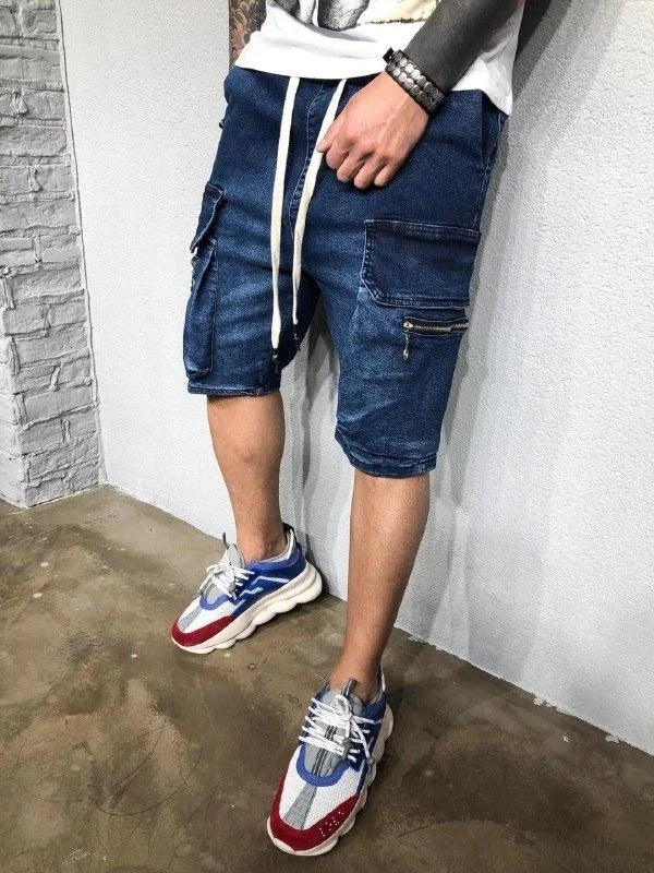 Straight Men's Five-Point Pants Popular Overalls Denim Shorts-THAT FASHION STORE