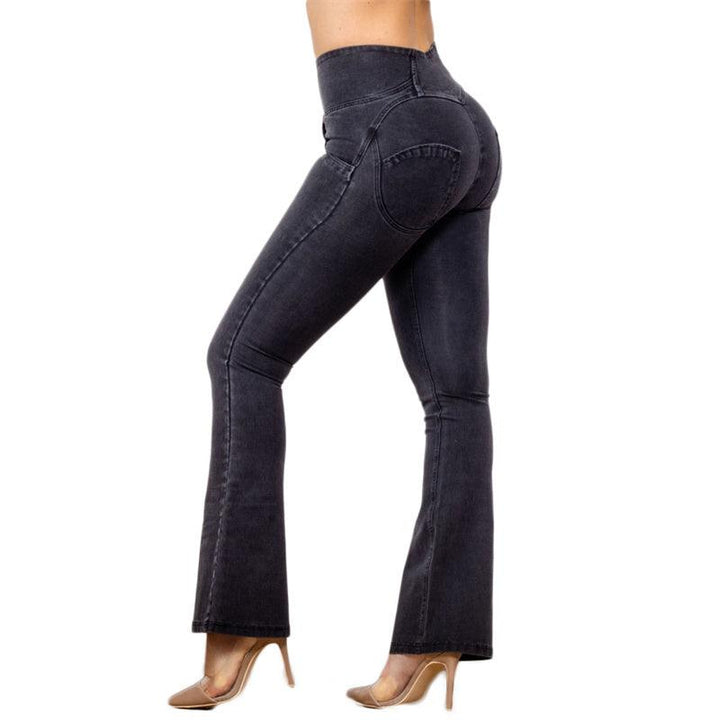 High Waist Black Flared Skinny Women's Stretch Jeans-THAT FASHION STORE