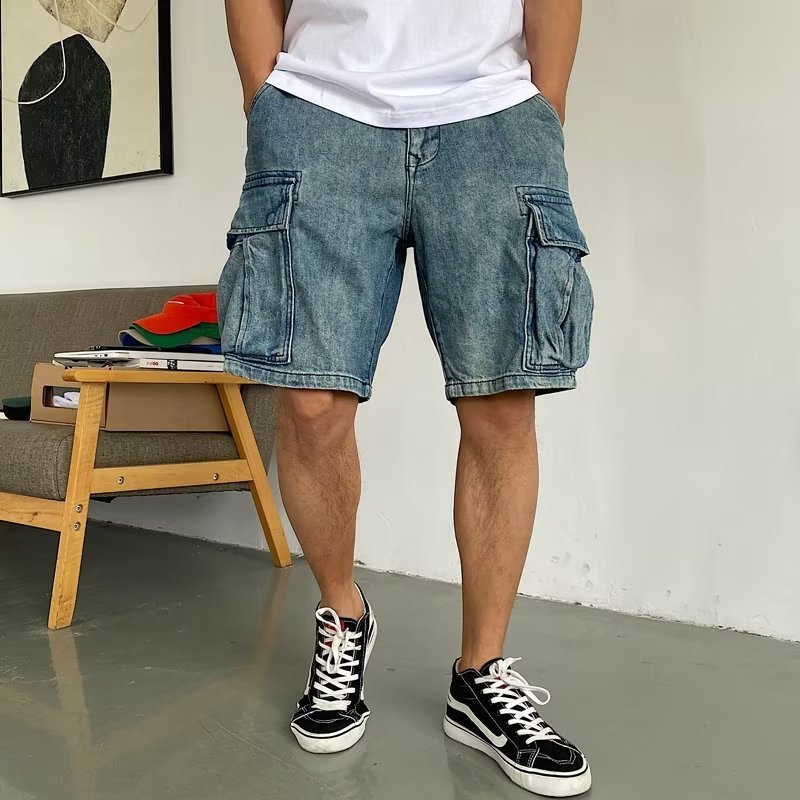 High-End Casual Denim Workwear Shorts for Men with Pockets - THAT FASHION STORE