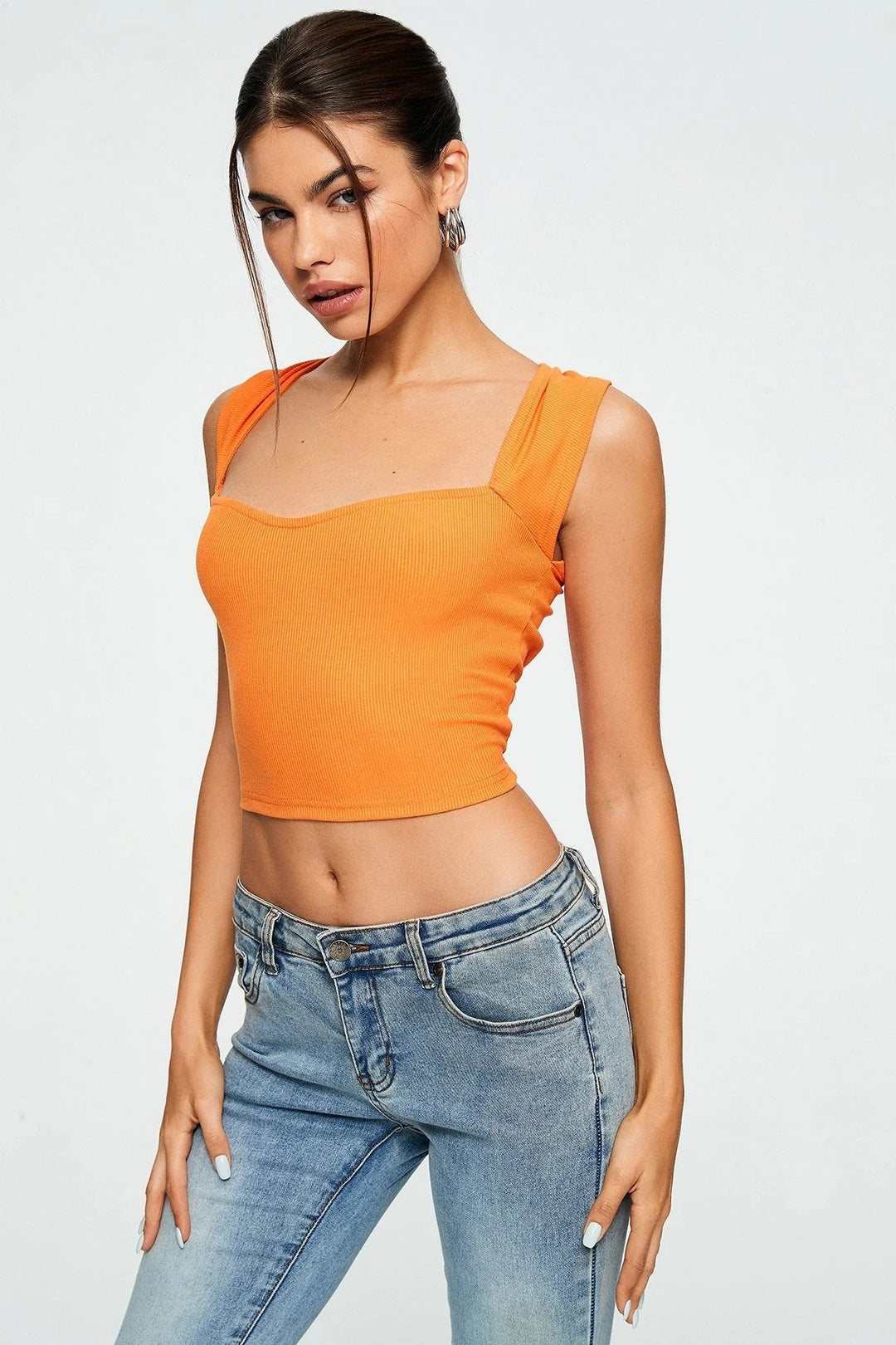 Crop Top Sweetheart Solid Ribbed Sleeveless-THAT FASHION STORE