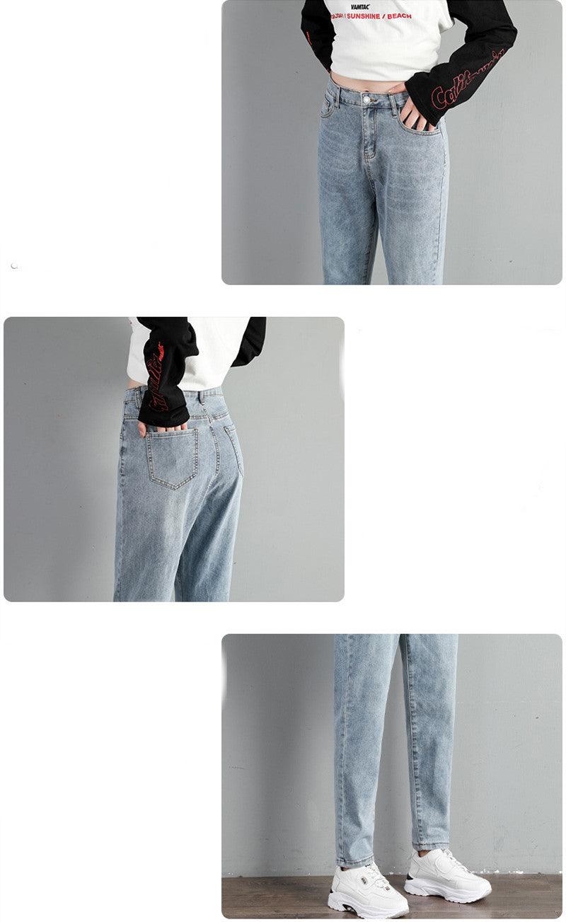 Women's Fashion Loose Straight High Waist Stretch Jeans-THAT FASHION STORE