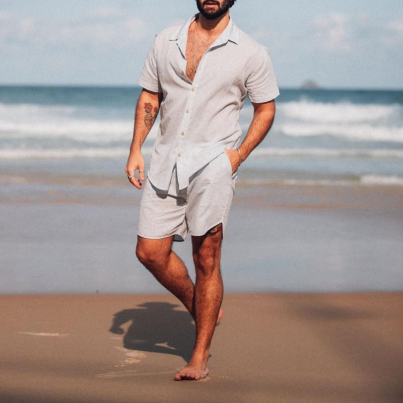 Loose Shirt Casual Men's Shorts Short Sleeve Suit-THAT FASHION STORE