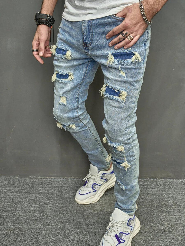 High Quality Men's Worn Skinny Stretch Jeans-THAT FASHION STORE