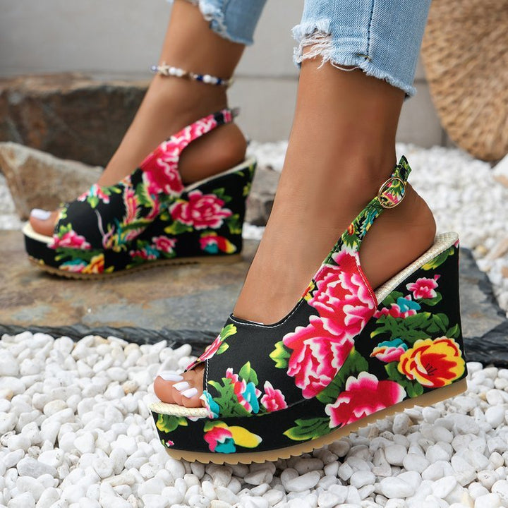 Embroidered Plus Size Wedge Sandals with Height Enhancement in European and American Styles - THAT FASHION STORE