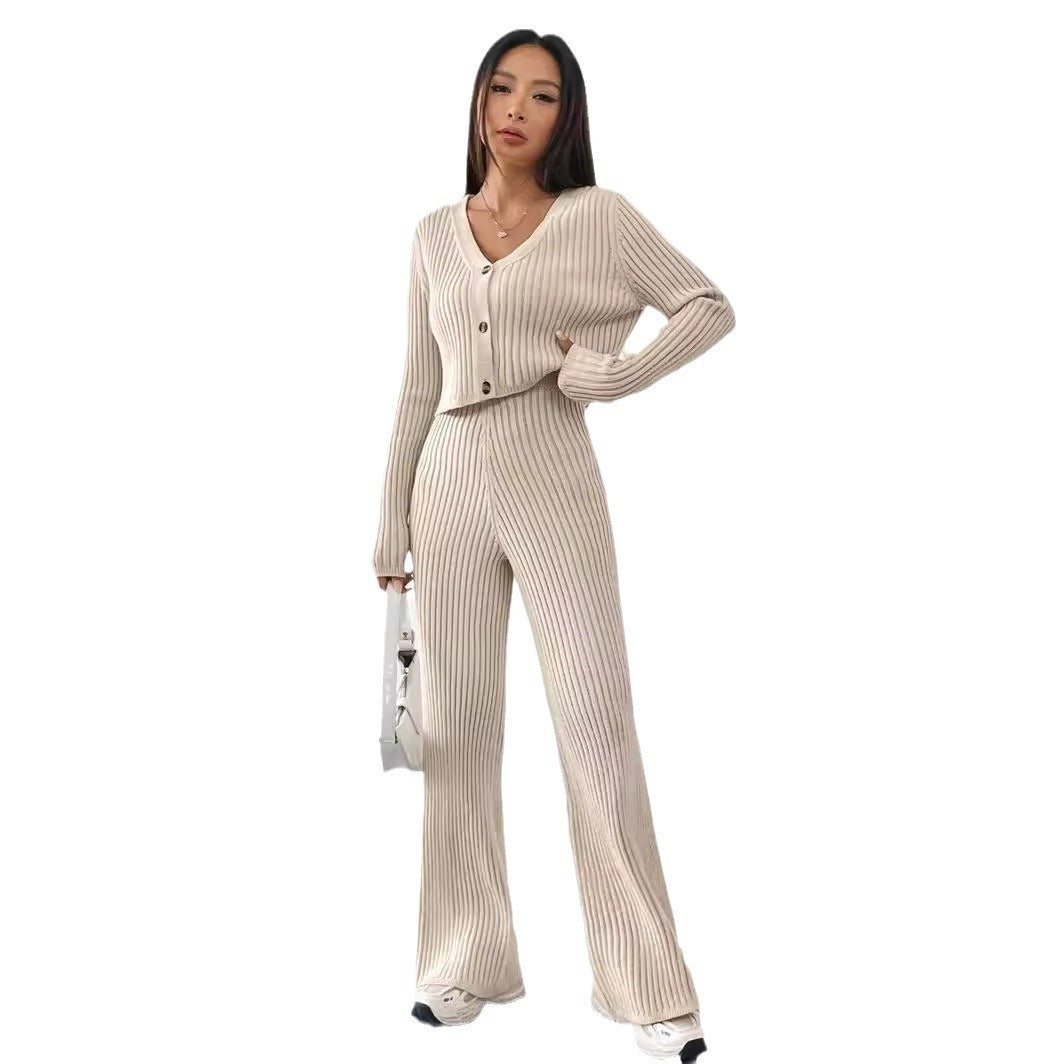 Women's Clothing Straight-leg Pants V-neck Washing And Drying Suit - THAT FASHION STORE