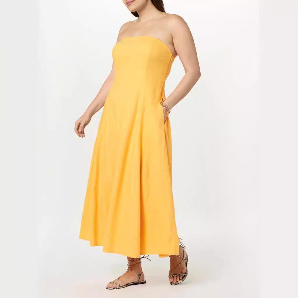 Fashion Tube Top Women Solid Color Dress-THAT FASHION STORE