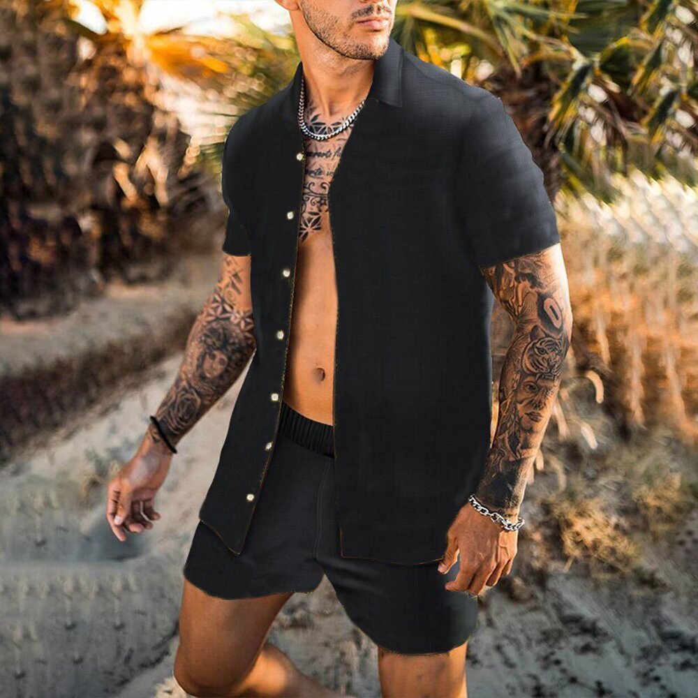 Loose Shirt Casual Men's Shorts Short Sleeve Suit-THAT FASHION STORE