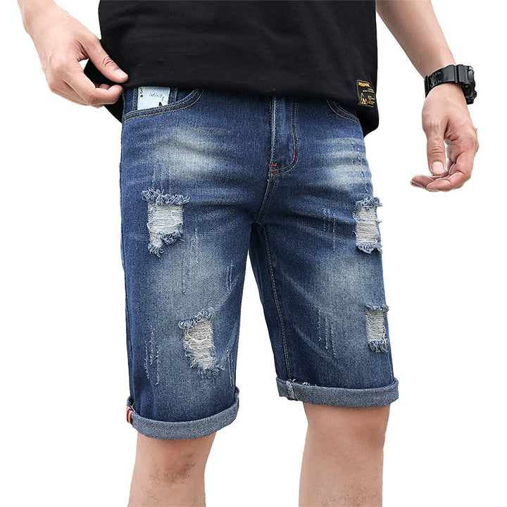 Men's Denim Shorts Tide Brand Trend Hole Self-cultivation Korean Version-THAT FASHION STORE