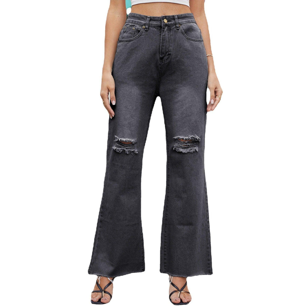 Denim Wide Leg Trousers Ripped Skinny Jeans-THAT FASHION STORE