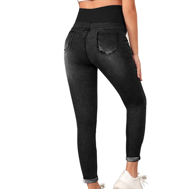 Maternity Jeans High Waist Belly Support Hip Lifting Stretch-THAT FASHION STORE