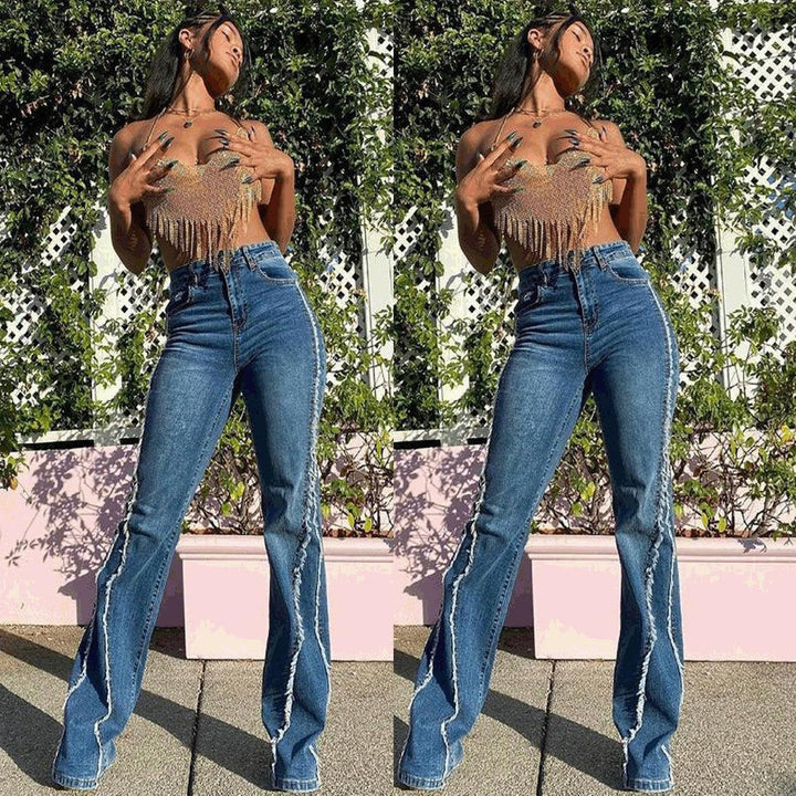 Women's Fashion High Waist Straight Jeans-THAT FASHION STORE