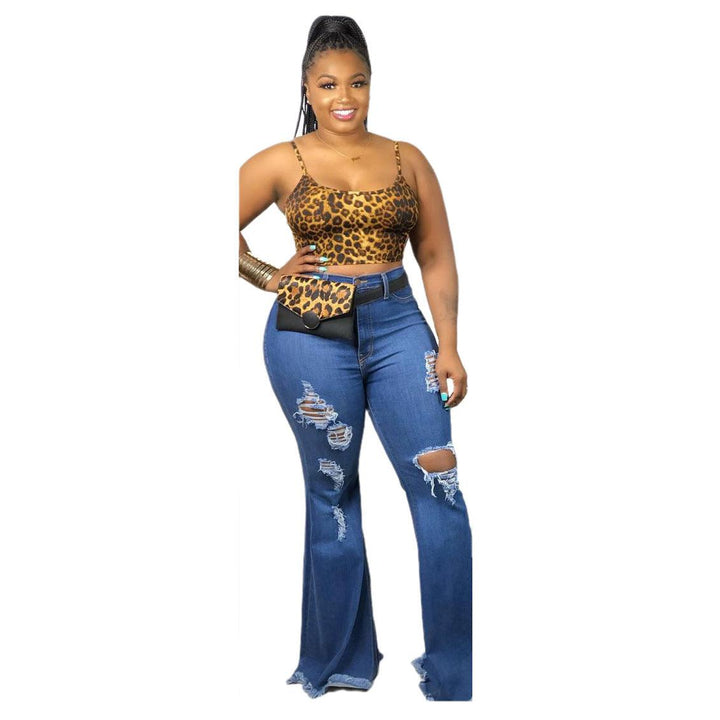 Fashion Knee Ripped Slim Denim Stretch Jeans-THAT FASHION STORE