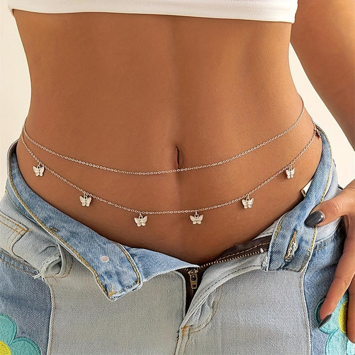 Trendy Alloy Butterfly Pendant Waist Chain Ladies Sexy Belly Body Chain Jewelry Suitable For Women's Daily Wear Festival Jewelry Gifts-THAT FASHION STORE