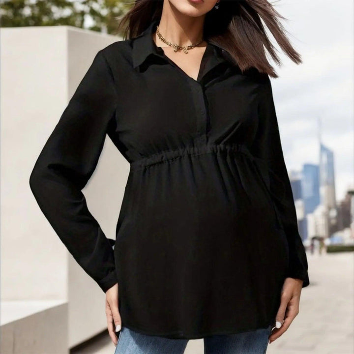 Casual Maternity Tops Women Pregnancy Long Sleeve White Blouse For Pregnant Elegant Ladies Top Fashion Solid Office Clothing New-THAT FASHION STORE