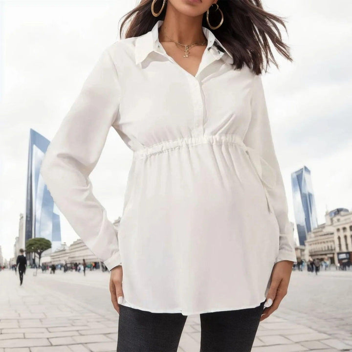 Casual Maternity Tops Women Pregnancy Long Sleeve White Blouse For Pregnant Elegant Ladies Top Fashion Solid Office Clothing New-THAT FASHION STORE