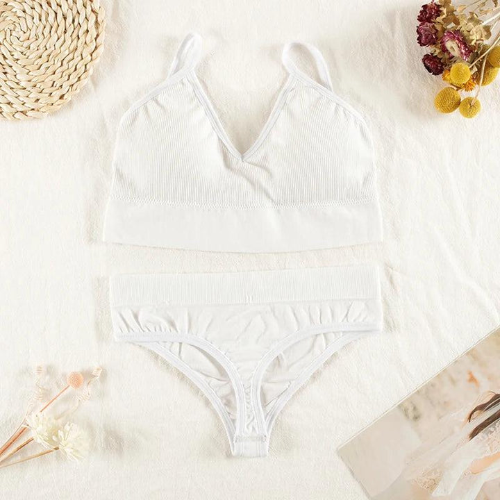 CHRLEISURE Women Underwear Set Wireless Lingerie Panties Bra Sexy G-String Seamless Tank Crop Top Brassiere New-THAT FASHION STORE