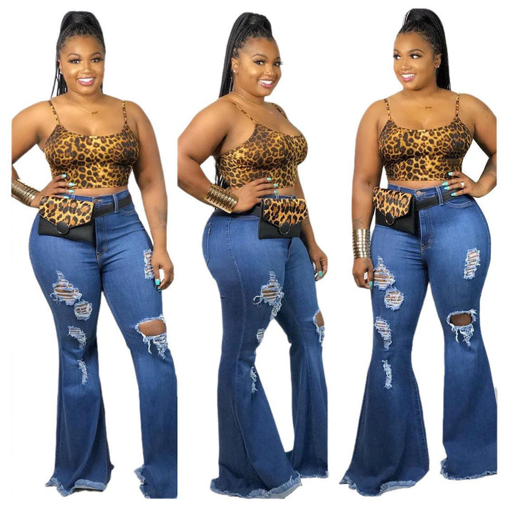 Fashion Knee Ripped Slim Denim Stretch Jeans-THAT FASHION STORE