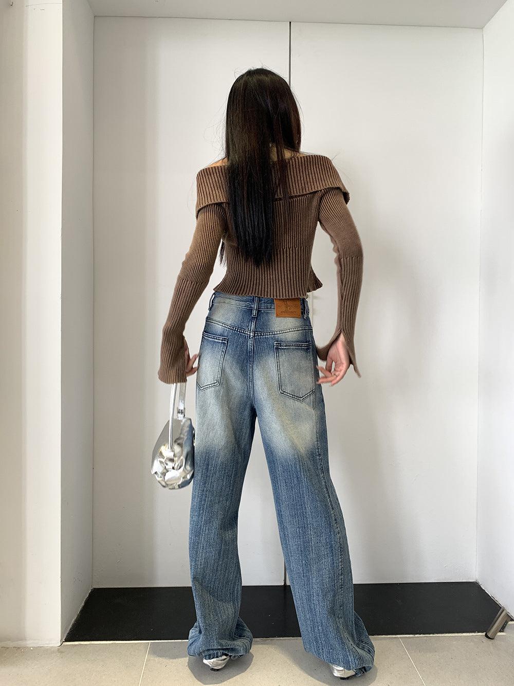 Women's Low Waist Retro Wide Leg Jeans-THAT FASHION STORE