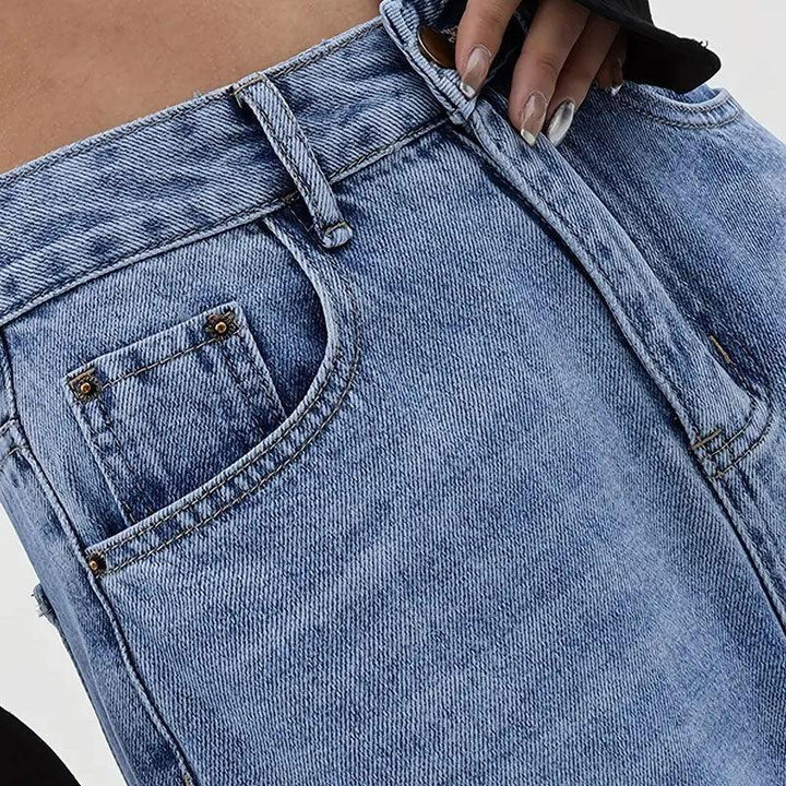 Women's Letter High Waist Straight Jeans-THAT FASHION STORE